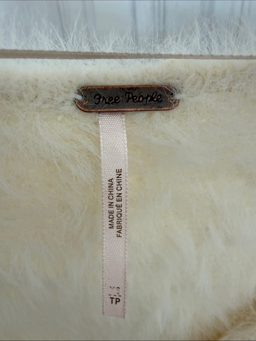 Free People Fuzzy V-Neck Sweater | Cream Ivory | Cozy Soft Knit Size S/P - Picture 4 of 11